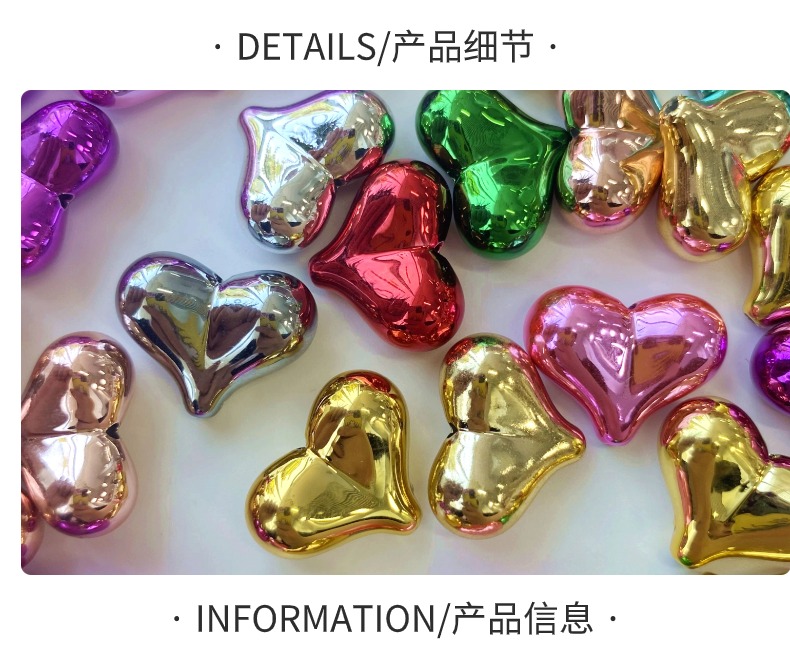 Acrylic uv electroplated metal peach heart d iy mobile phone chain hanging/hanging decoration key chain accessory production materials pic 2