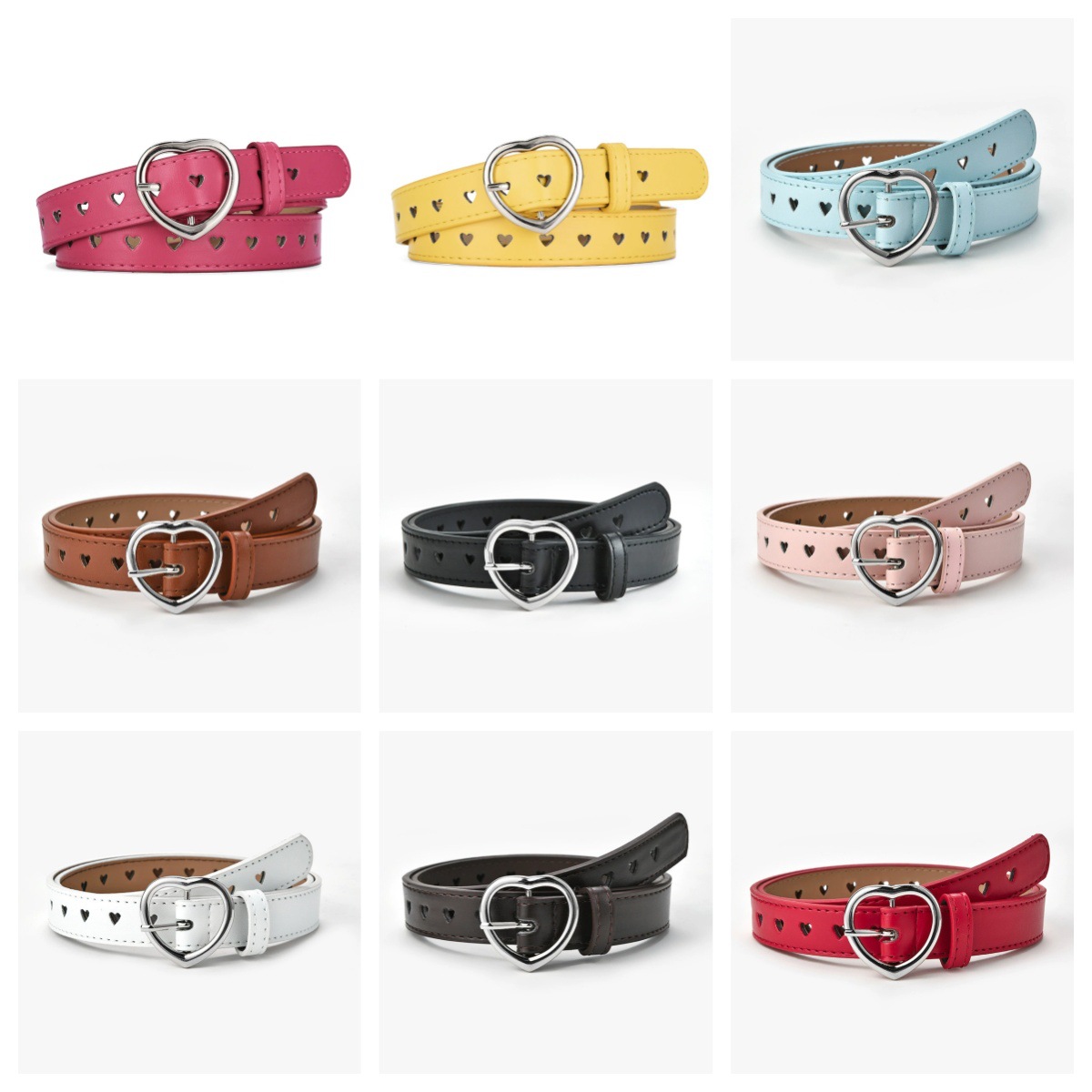 A cute heart-shaped thin belt for women and children, paired with jeans and a stylish decorative belt for women thumbnail
