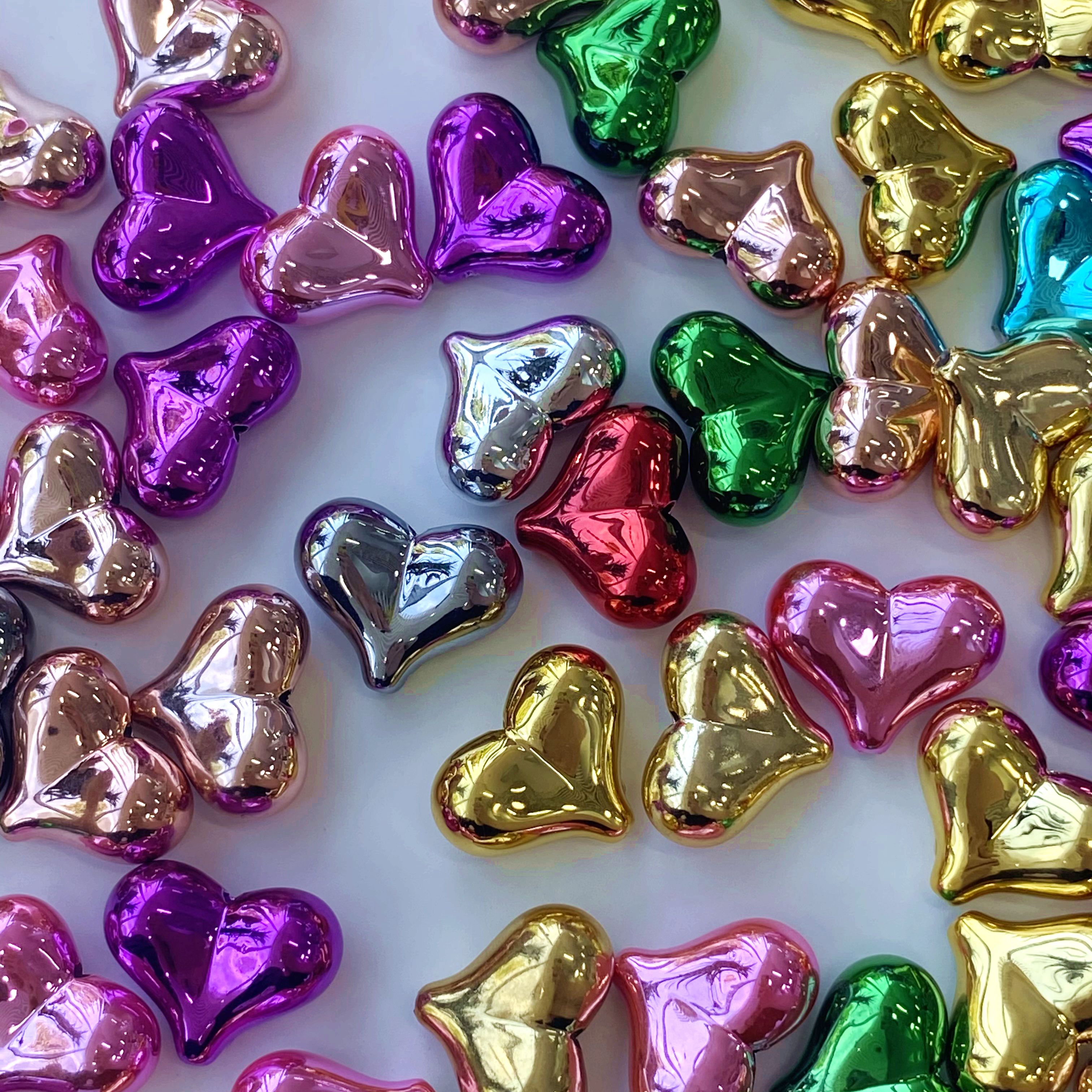 Acrylic uv electroplated metal peach heart d iy mobile phone chain hanging/hanging decoration key chain accessory production materials details Picture