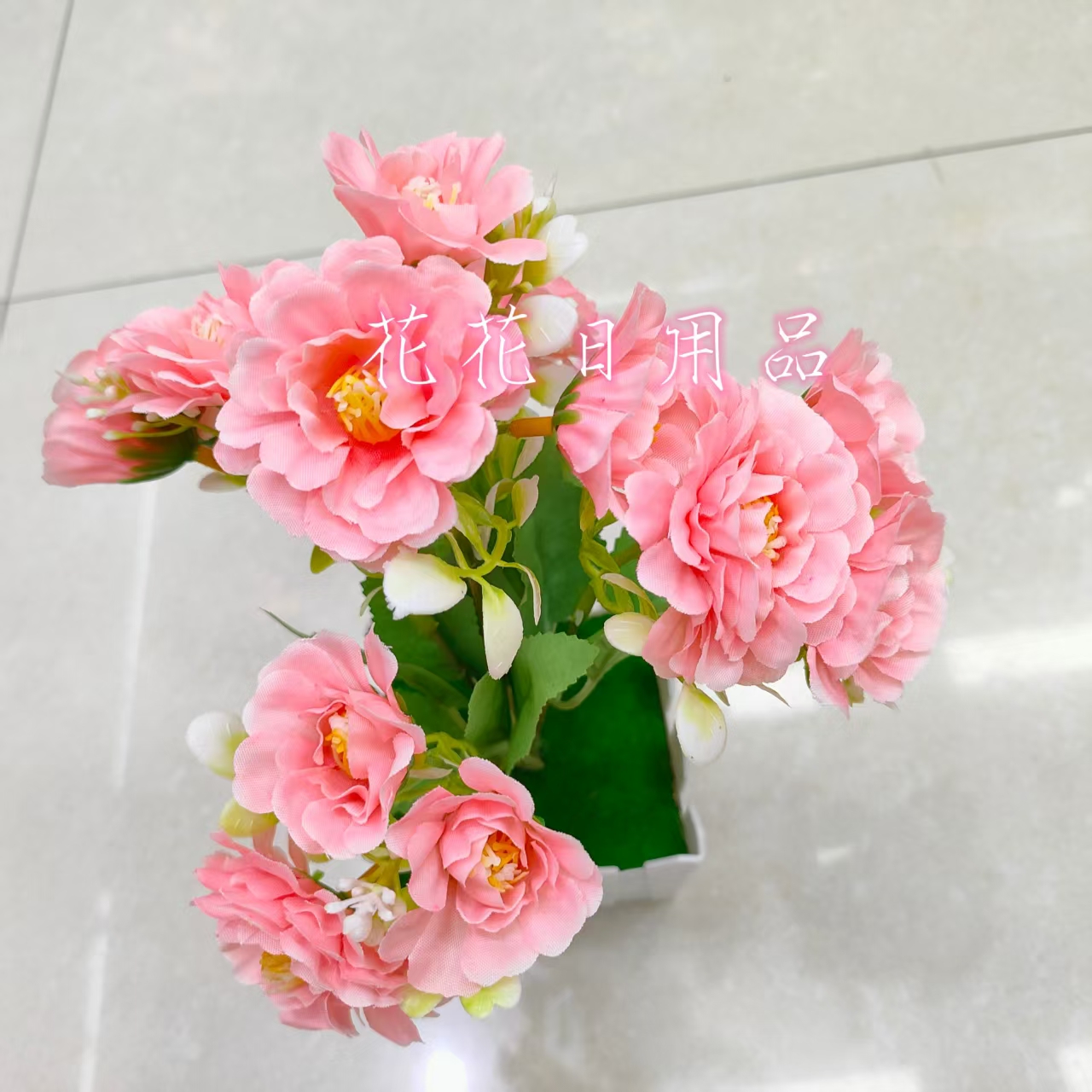 Artificial flower, fake flower bonsai, plastic pot, rose decorative item Item Picture