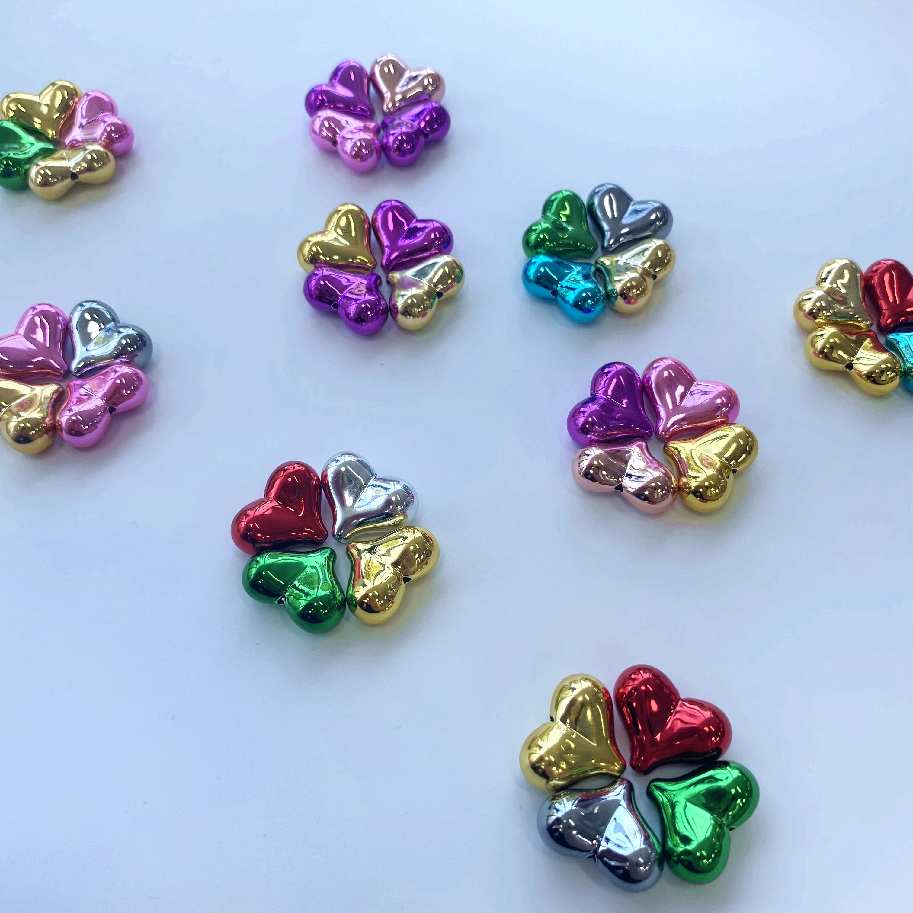 Acrylic uv electroplated metal peach heart d iy mobile phone chain hanging/hanging decoration key chain accessory production materials Item Picture