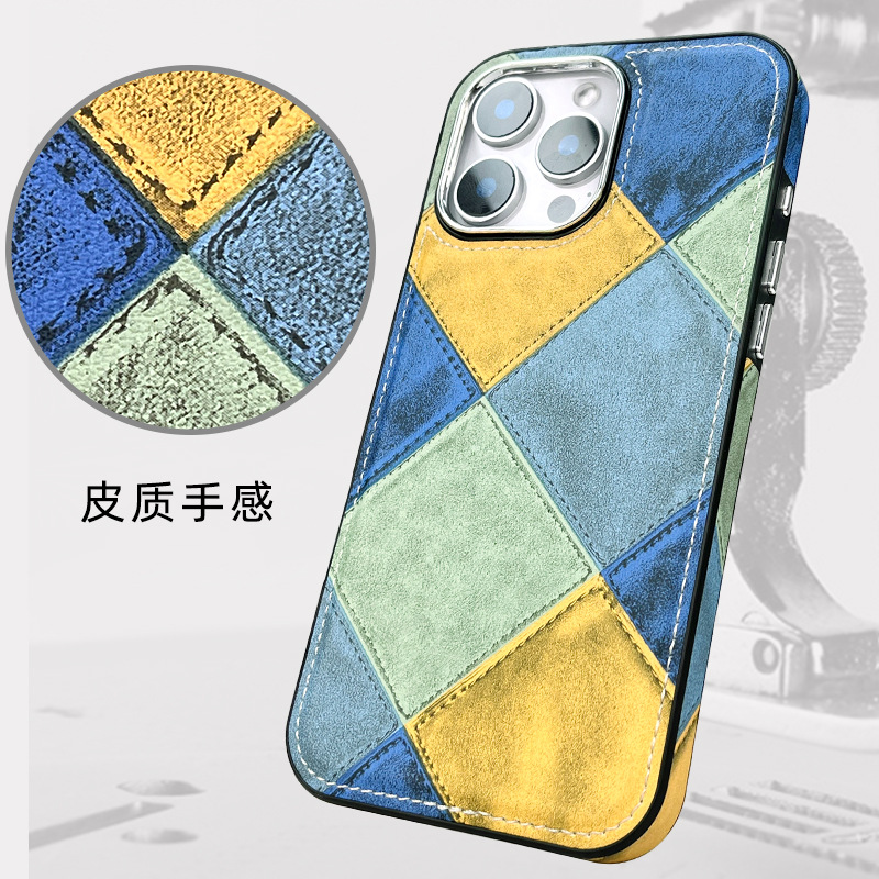 适用iPhone16透明C型磁吸手机壳苹果15promax手提指扣创意保护套天蓝色