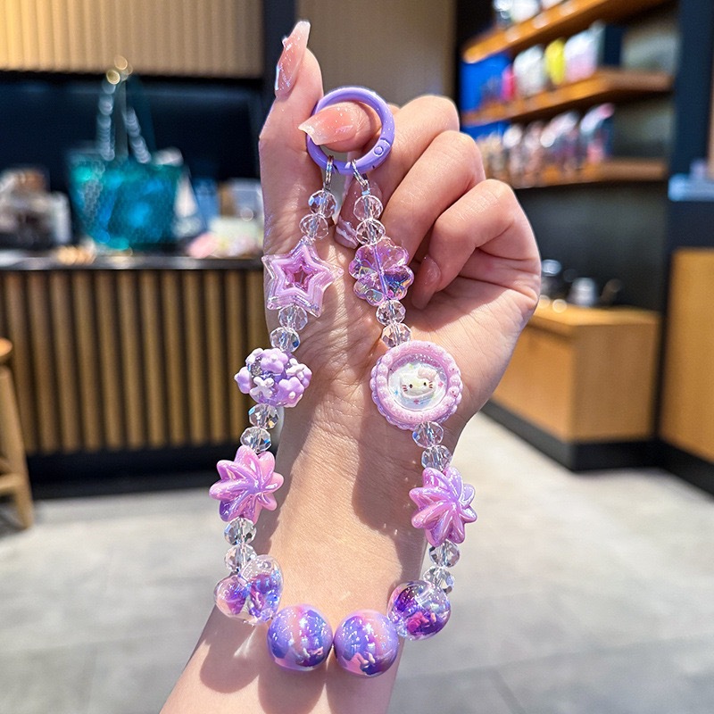 Wholesale of creative Hello Kitty Kuromi phone cases, chain cameras, CCD pendants, hand-strung beads, mobile phone chains as gifts detail image 2