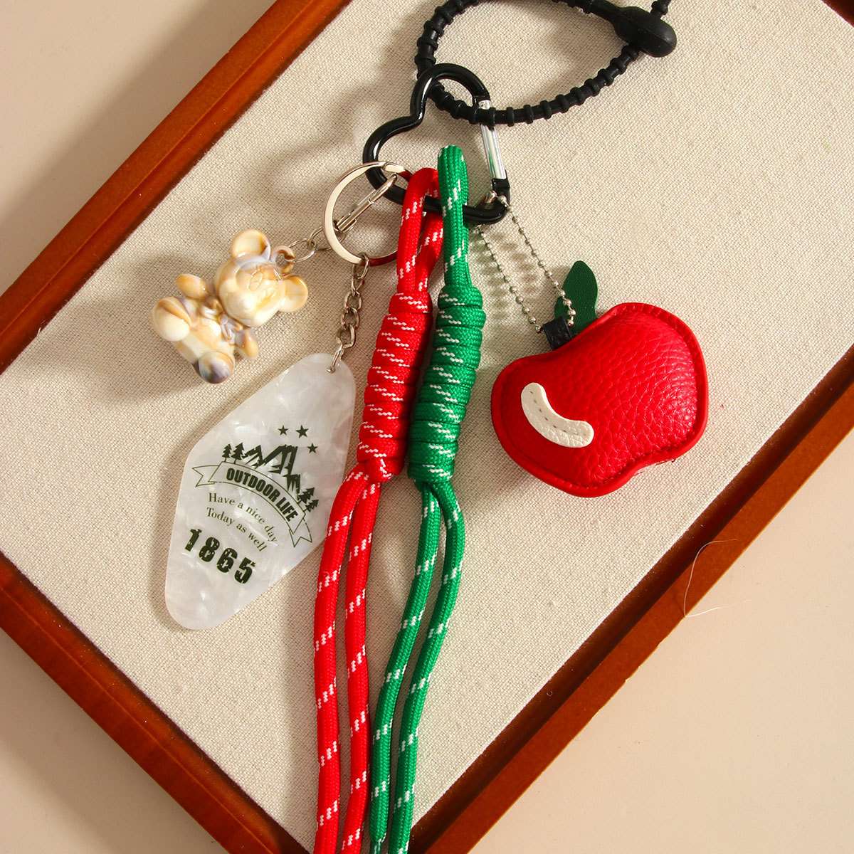 New creative Apple bag pendant, cute bear pendant, fruit decoration bag hanging, cross-border miu series, Instagram trend Specification image