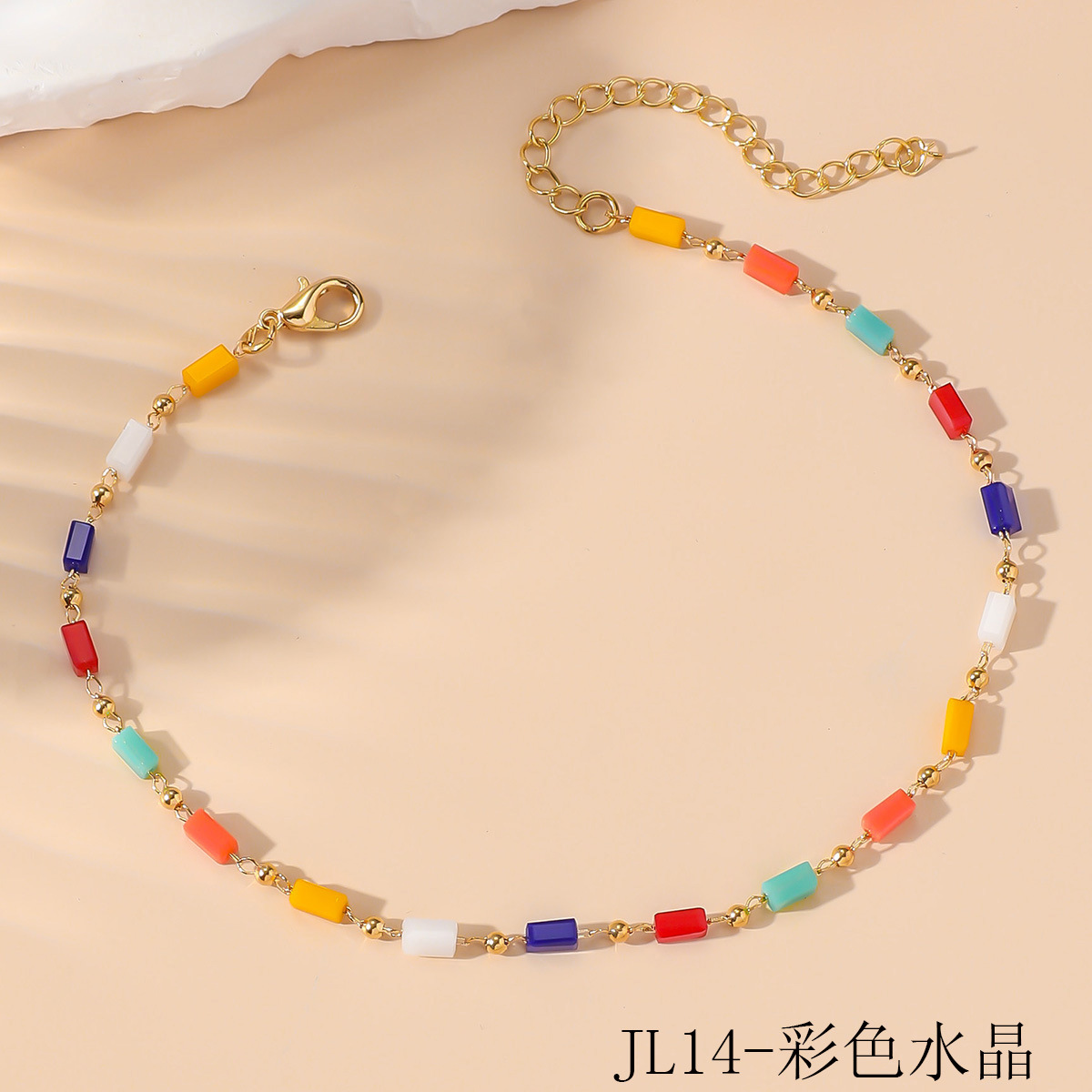 跨境外贸新款波西米亚风糖果色小米珠脚链欧美设计太阳花圆形脚饰 详情图2