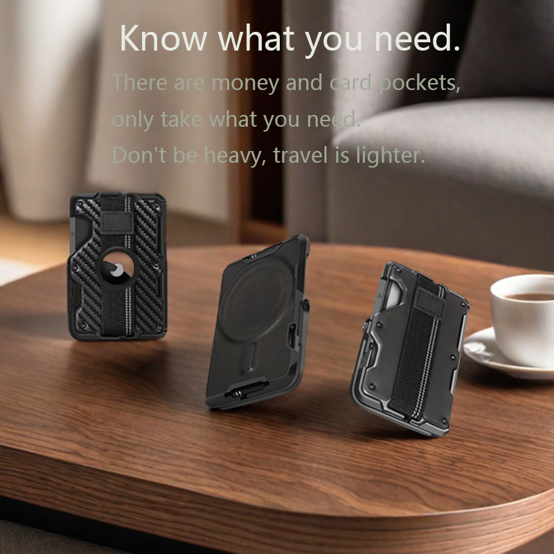 Aulumu G03 Carbon Fiber Magnetic Wallet Card Holder | Magnetic Wallet Compatible with MagSafe | Multi Function - Mobile Phone Stand/Grip | Bottle Opener | RFID Shielding Card Specification drawing