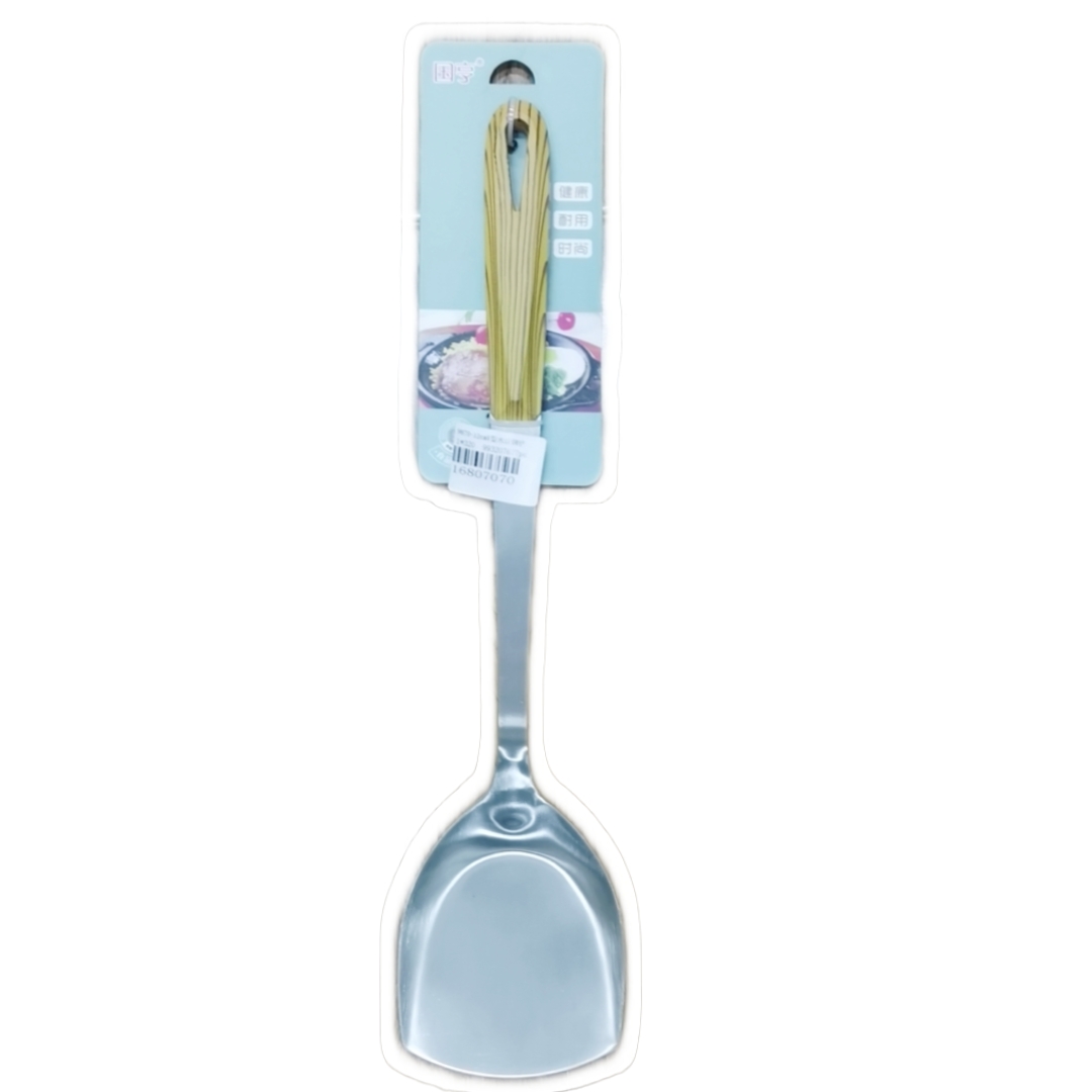 9870-12cm V-shaped wood grain spatula, kitchenware spatula, stainless steel spatula, Japanese kitchen cooking spatula, large household spatula details Picture