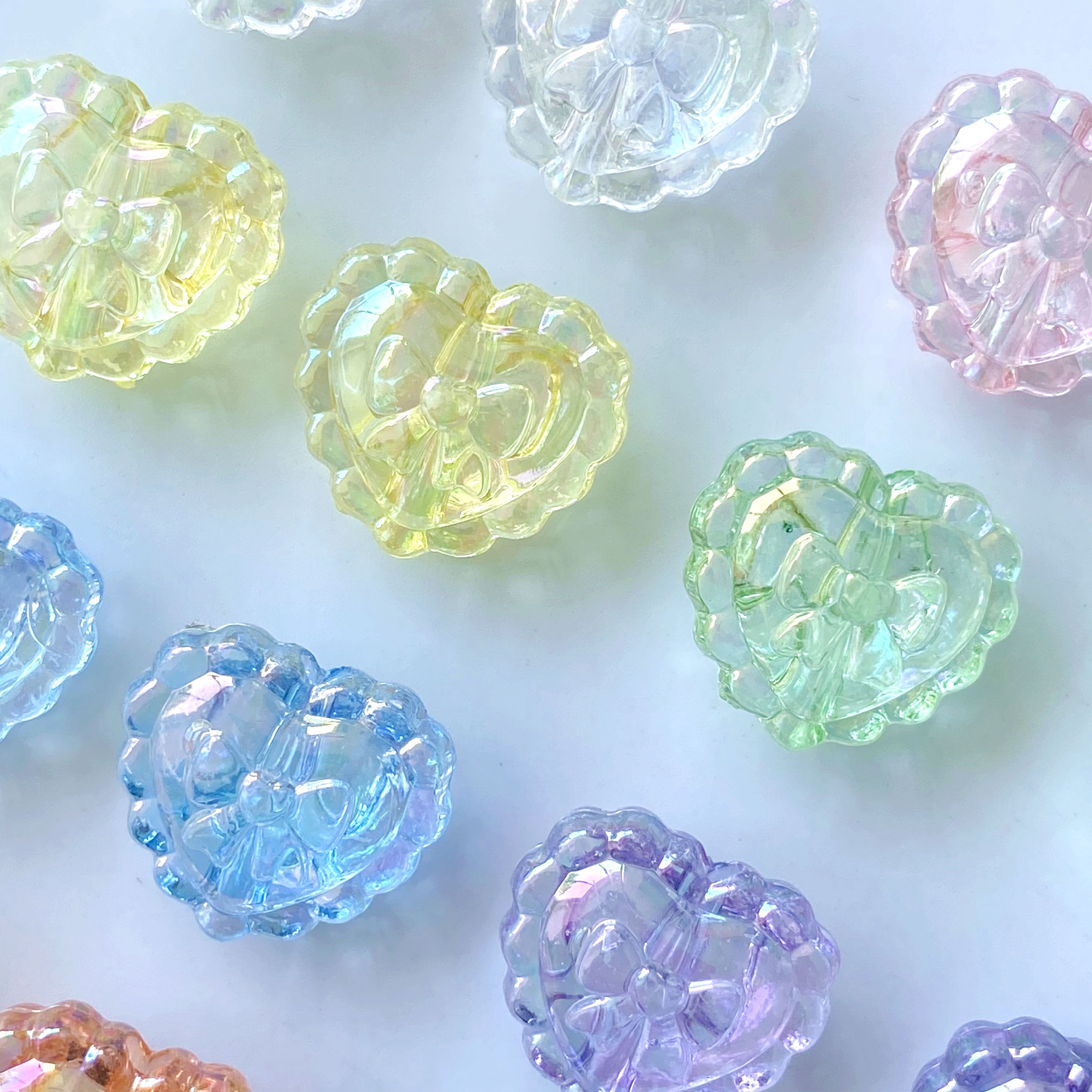 Acrylic ab transparent lace heart-shaped creative diy mobile phone pendant/key chain accessory making materials details Picture