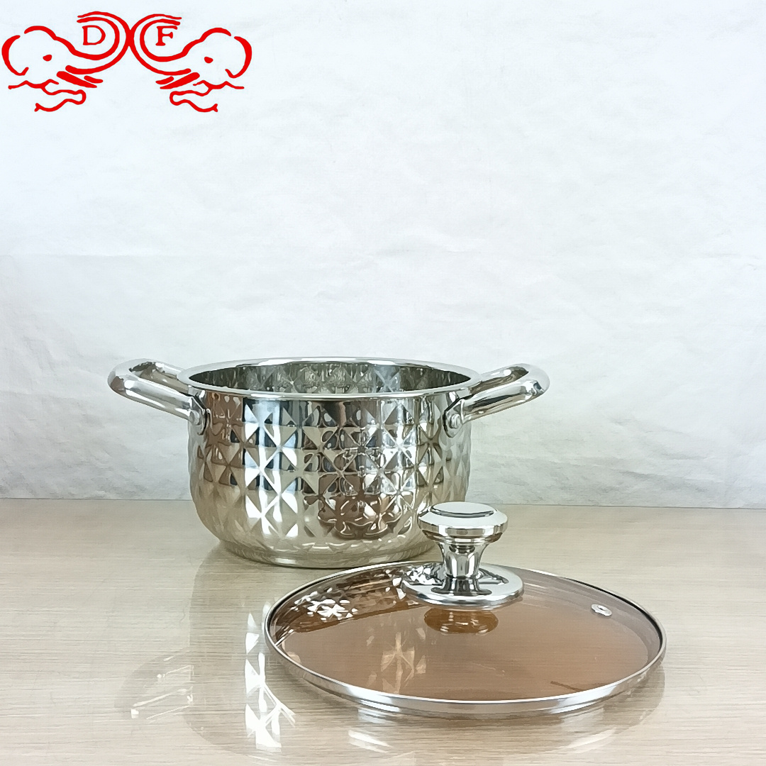 طراز DF68092 مجموعة من الفولاذ غير القابل للصدأ في قدور زجاجية غير مغطاة بالمقلاة بالأطباق