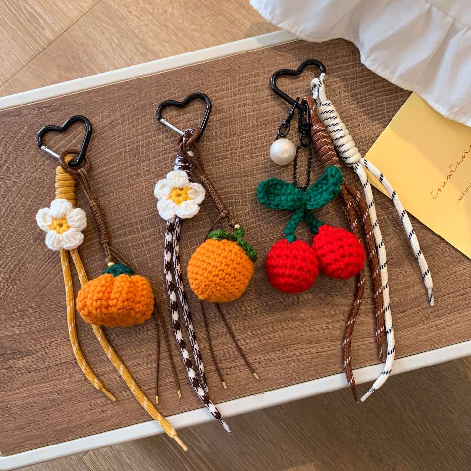 New DIY cute cherry flower phone lanyard, cute and creative lanyard, miu style versatile bag pendant Specification image