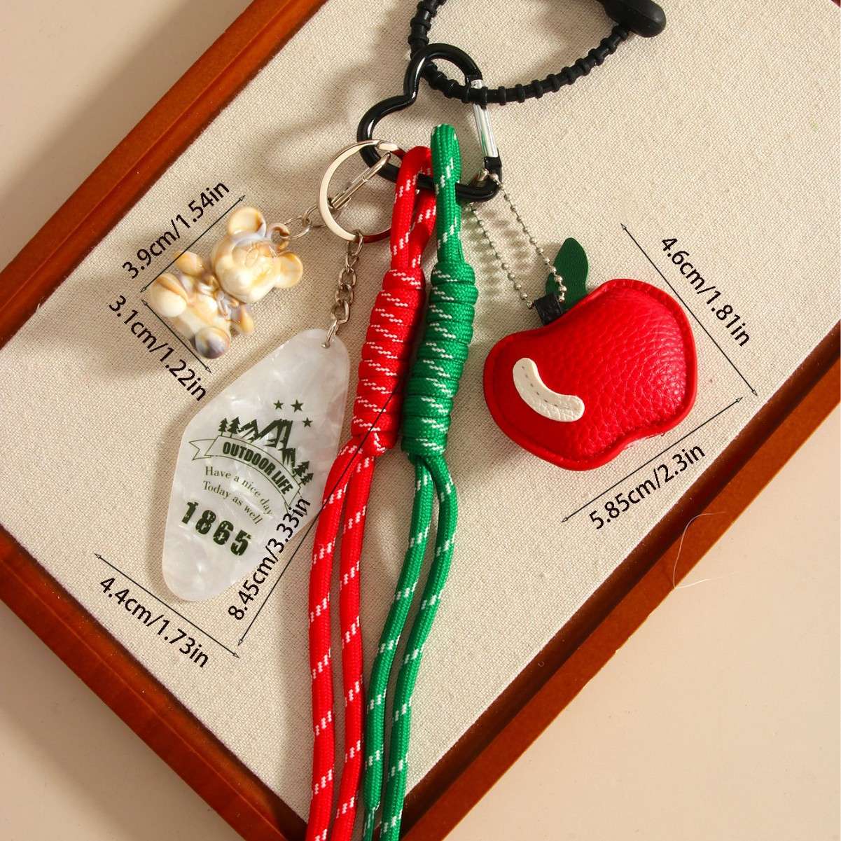 New creative Apple bag pendant, cute bear pendant, fruit decoration bag hanging, cross-border miu series, Instagram trend detail image 2