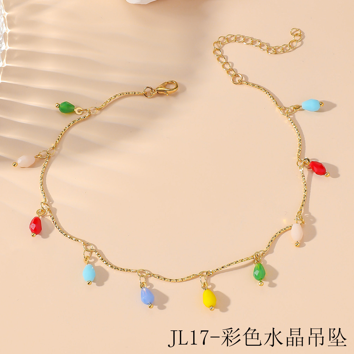 跨境外贸新款波西米亚风糖果色小米珠脚链欧美设计太阳花圆形脚饰 详情图3