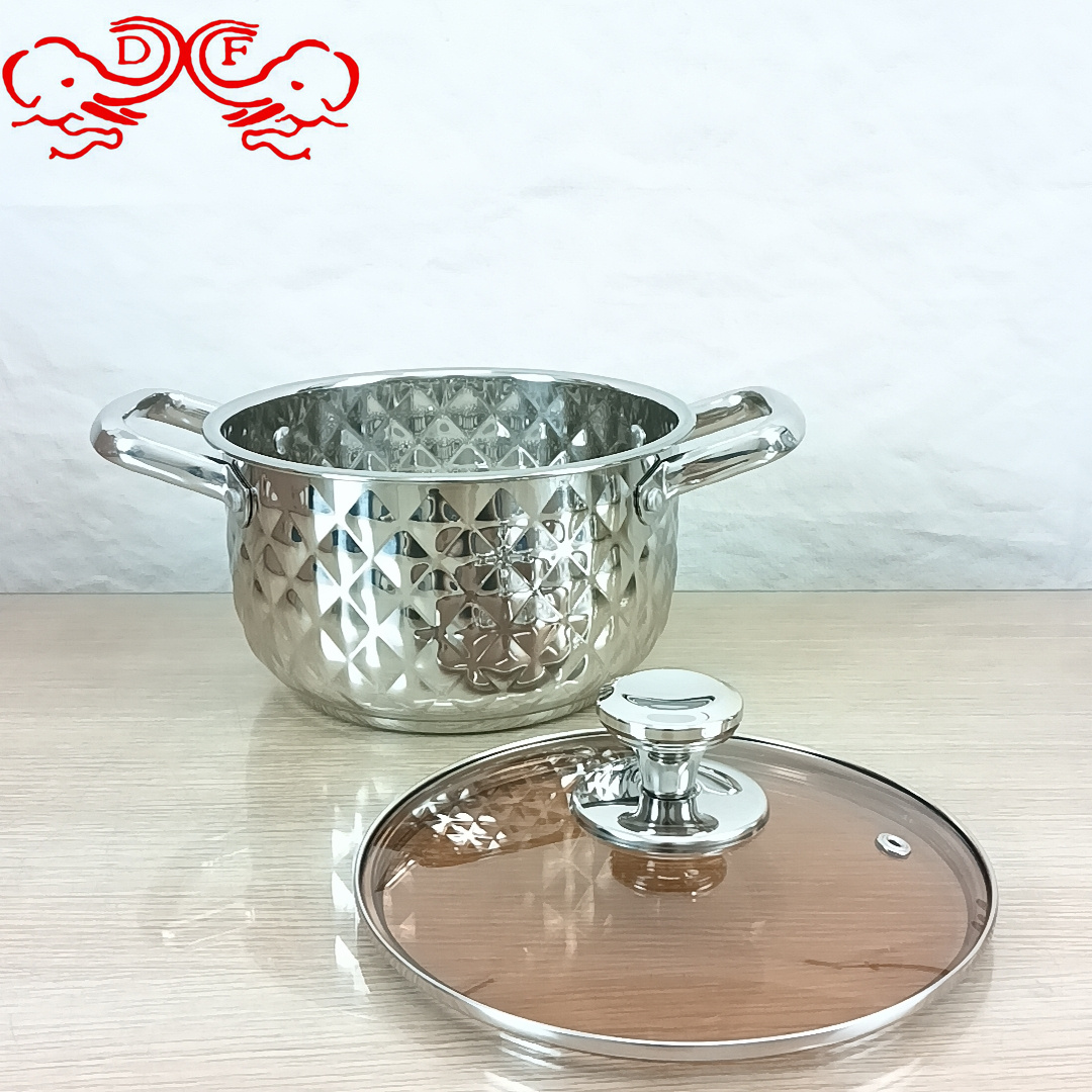 طراز DF68092 مجموعة من الفولاذ غير القابل للصدأ في قدور زجاجية غير مغطاة بالمقلاة بالأطباق Item Picture