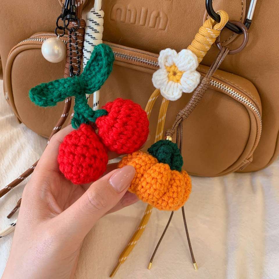 New DIY cute cherry flower phone lanyard, cute and creative lanyard, miu style versatile bag pendant