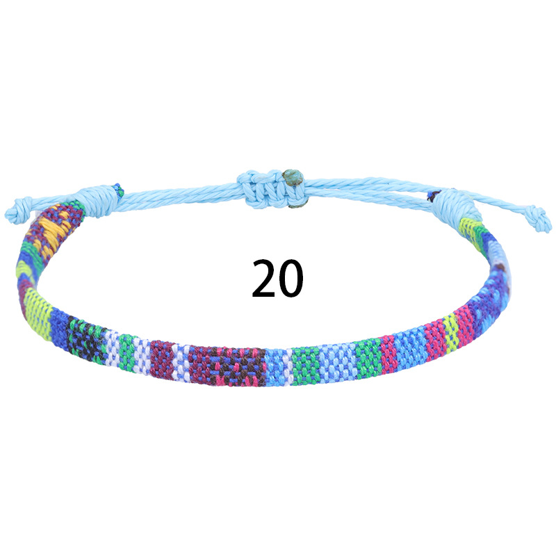 亚马逊热卖款尼泊尔风棉麻编织布艺彩虹脚链百搭彩色活动脚踝绳脚饰详情图2