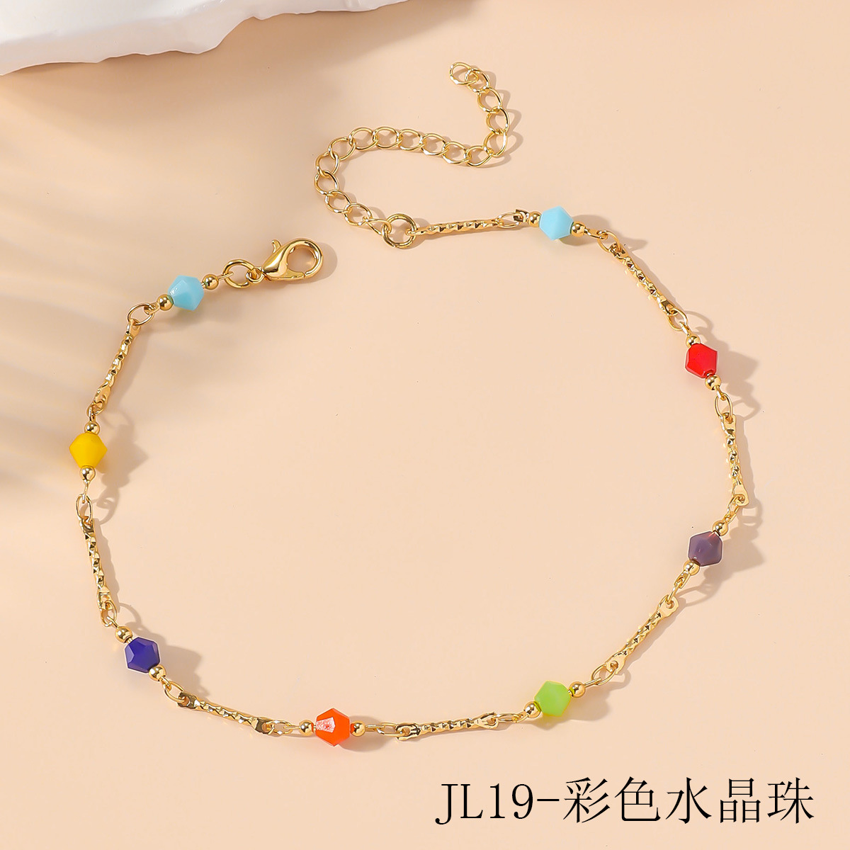 跨境外贸新款波西米亚风糖果色小米珠脚链欧美设计太阳花圆形脚饰 详情图6