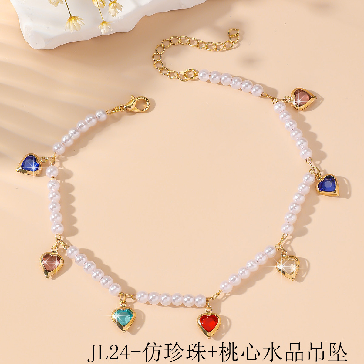 跨境外贸新款波西米亚风糖果色小米珠脚链欧美设计太阳花圆形脚饰 详情图4