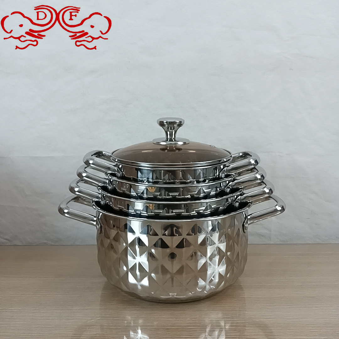 طراز DF68092 مجموعة من الفولاذ غير القابل للصدأ في قدور زجاجية غير مغطاة بالمقلاة بالأطباق details Picture