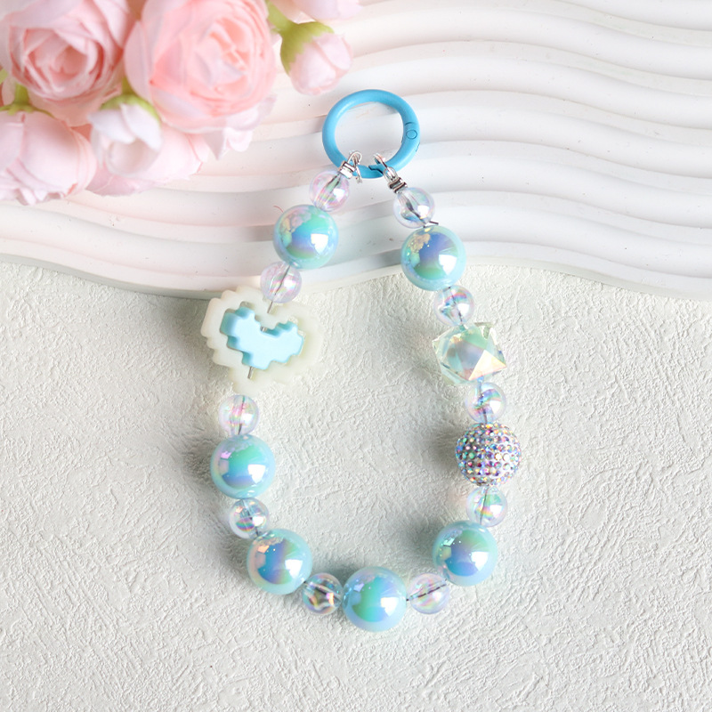 New light luxury hand-painted bead cartoon beading diy mobile phone chain, phone case pendant, keychain, bag decoration mobile phone chain, short style for women, European and American style Specification image