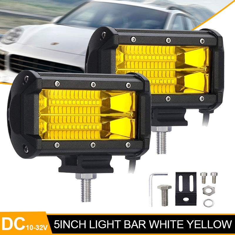 5-inch 24-lamp 72W three-mesh double-row LED long strip light, spotlight and maintenance light for automobiles details Picture