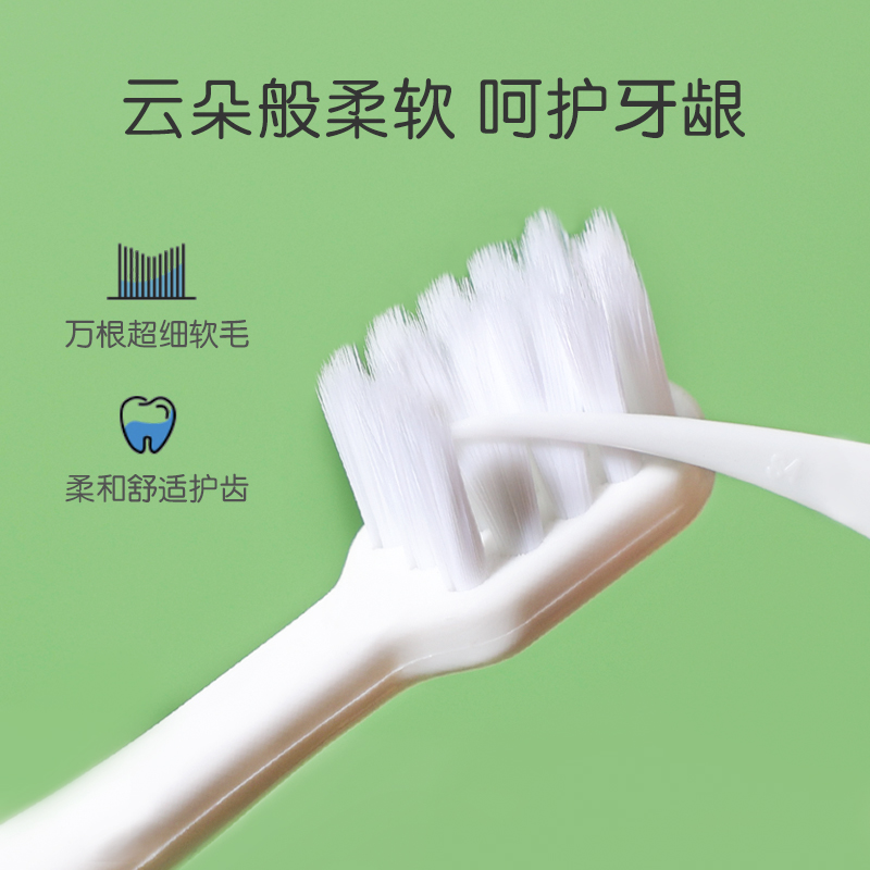  小什季儿童牙刷可爱卡通1-3-6岁以上一岁半宝宝超细软毛小孩护齿白底实物图