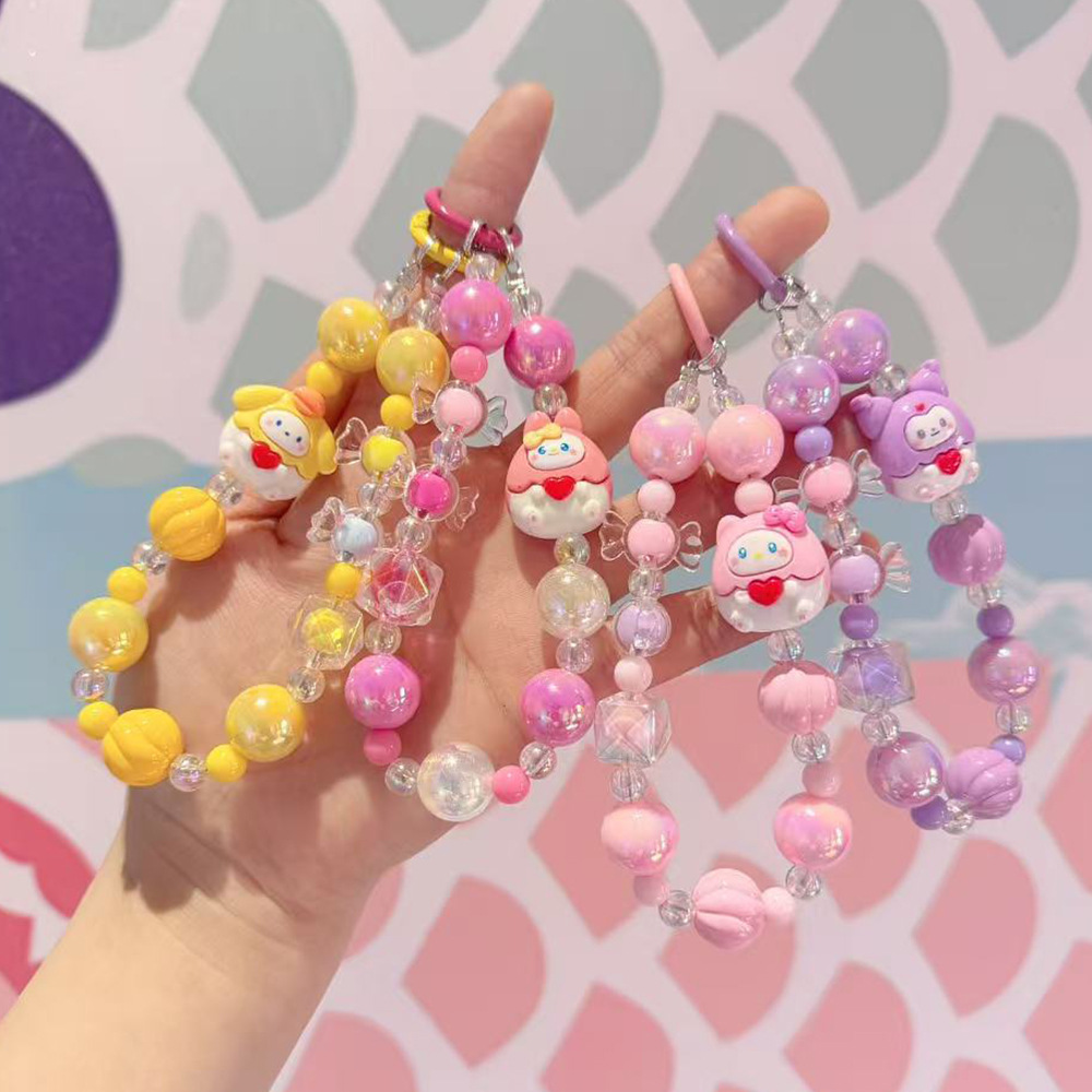 New cartoon resin mobile phone chain wrist anti-loss pendant, beaded camera chain, mobile phone chain, bag, water cup pendant details Picture
