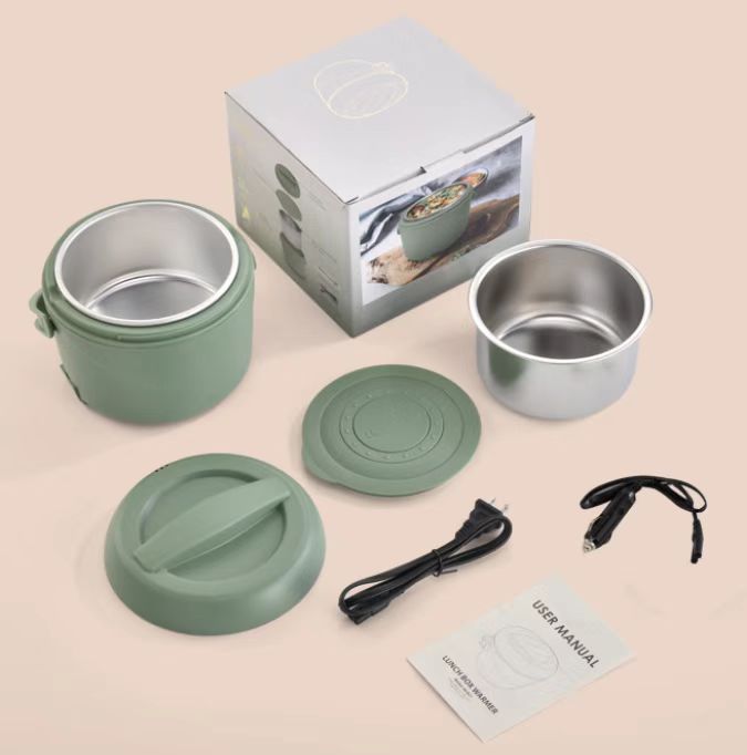 Portable stainless steel electric lunch box for office workers, waterless heating, constant temperature, mini with rice, car, household, car electric lunch box, lunch box, children's plug-in heating, small household appliances, household appliances Specification drawing