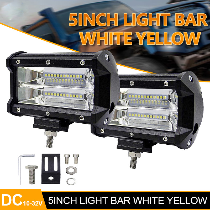 5-inch 24-lamp 72W three-mesh double-row LED long strip light, spotlight and maintenance light for automobiles full figure