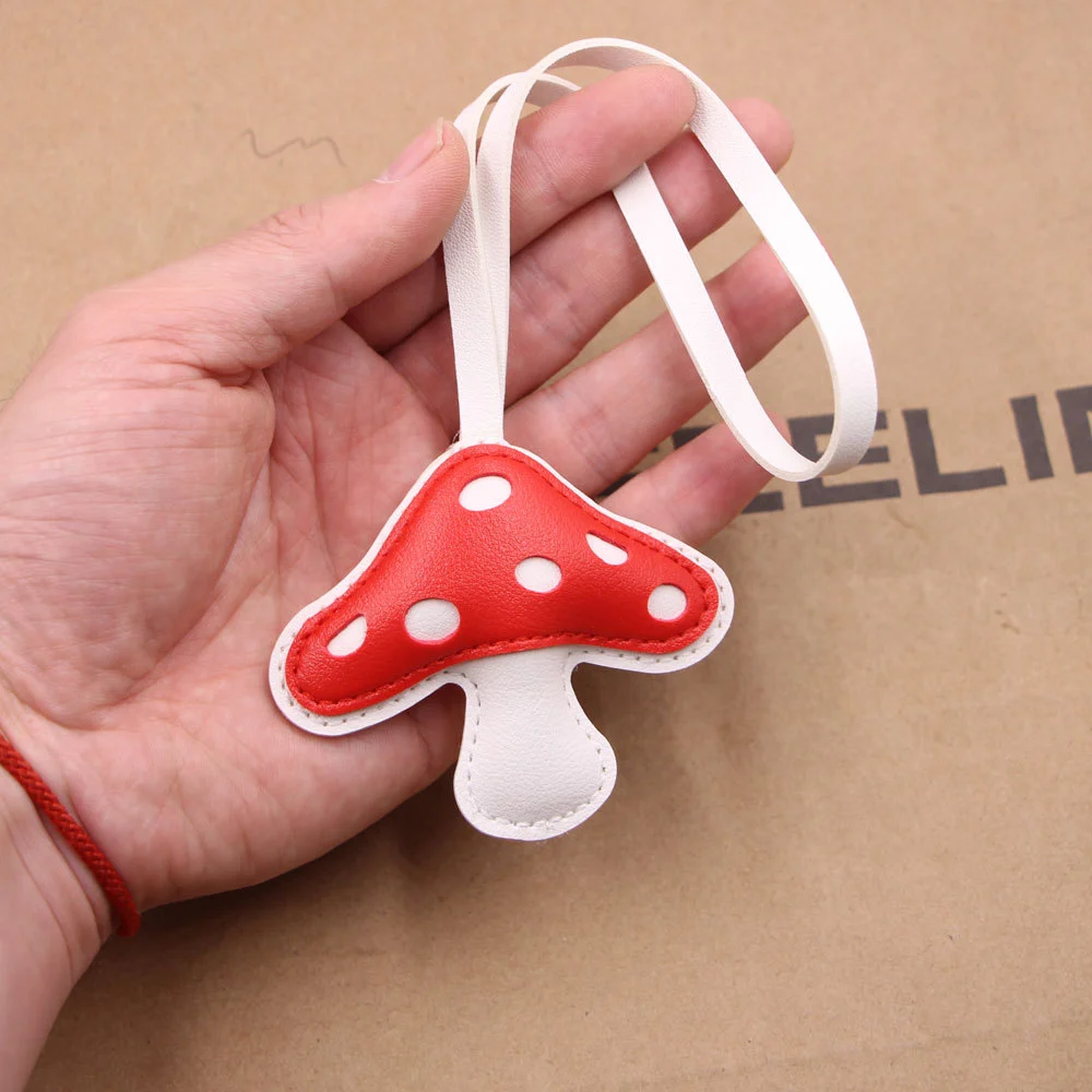 Spring new miu red umbrella, white pole, mushroom, diy handmade lanyard, bag pendant, clothing accessory matching detail image 4