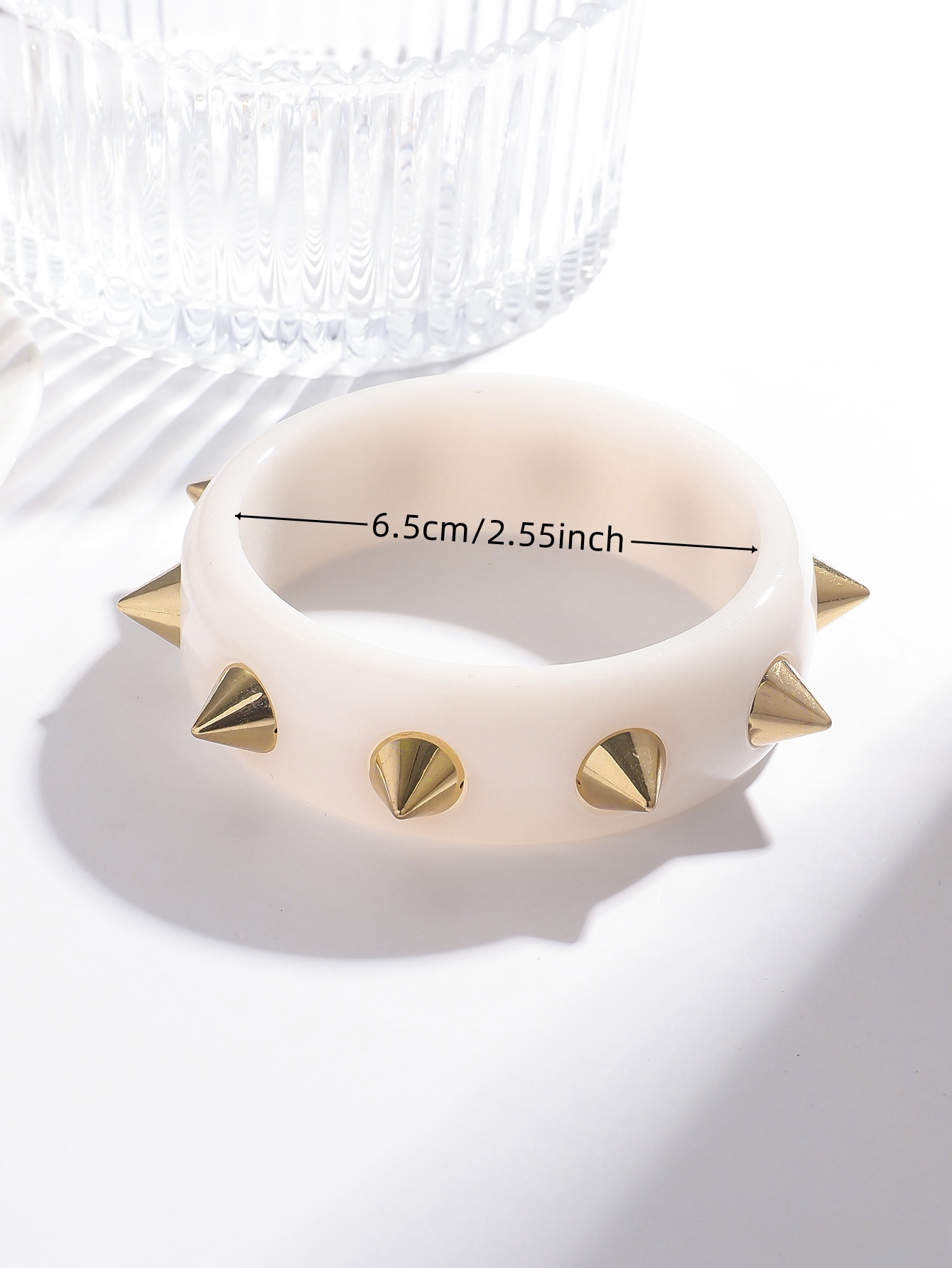 1个夸张复古朋克风几何圆形锥铆钉手镯   详情3