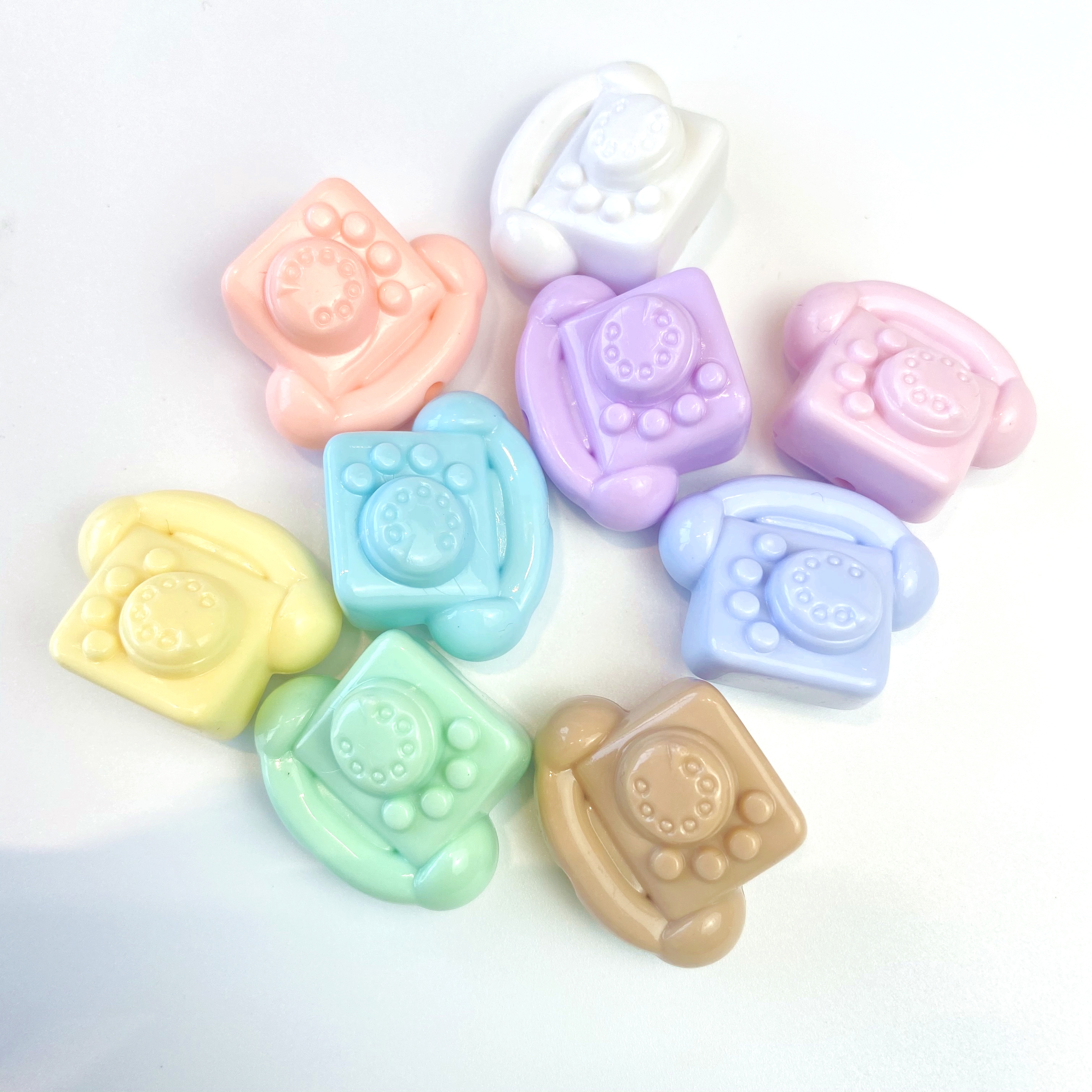 Acrylic solid color retro phone creative diy mobile phone pendant chain/pendant key chain accessory production materials