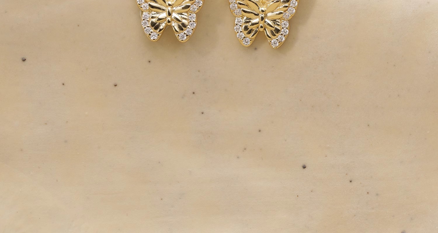 ARSIS silver jewelry lucky symbol Fluttering butterfly earrings, zircon style stud earrings, light luxury style earrings Specification image