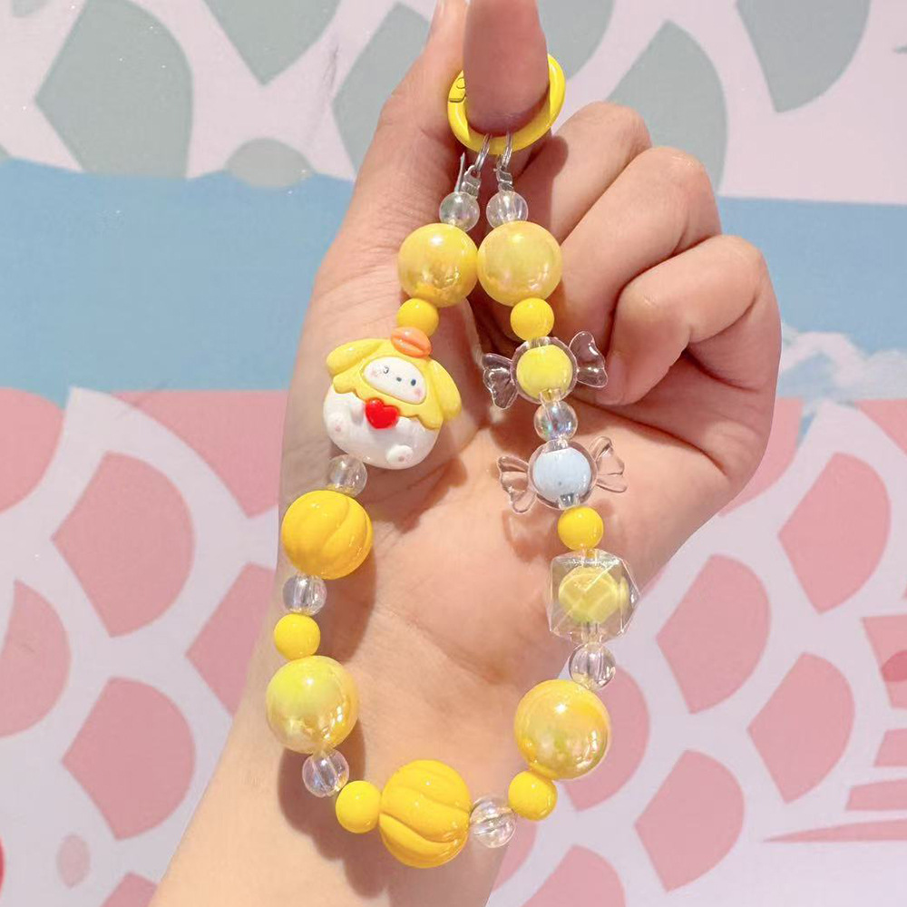 New cartoon resin mobile phone chain wrist anti-loss pendant, beaded camera chain, mobile phone chain, bag, water cup pendant detail image 4