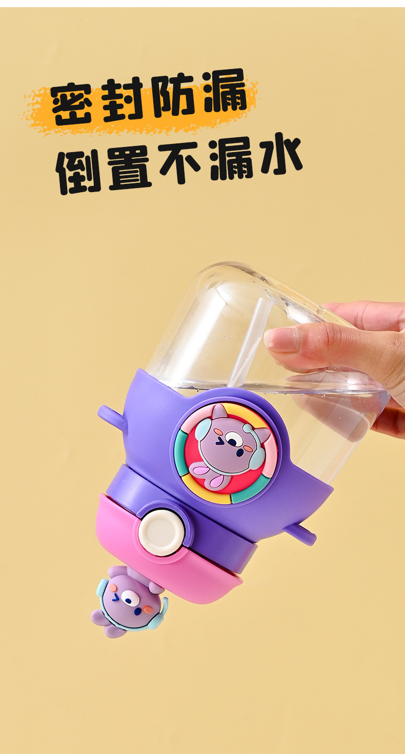 Z37-H873 New high appearance level large-capacity student school water bottle New cute big-bellied cup cartoon plastic detail image 5