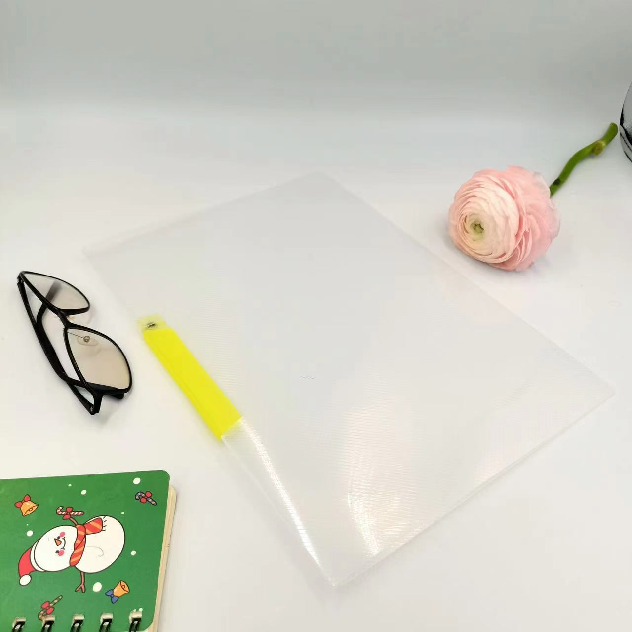 A4 Rotating clip, Morandi water drop pull rod clip, thickened pull rod clip, large-capacity student storage office folder Item Picture