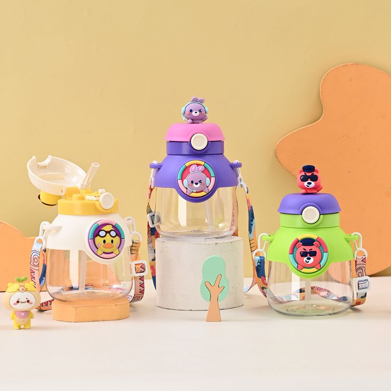 Z37-H873 New high appearance level large-capacity student school water bottle New cute big-bellied cup cartoon plastic details Picture