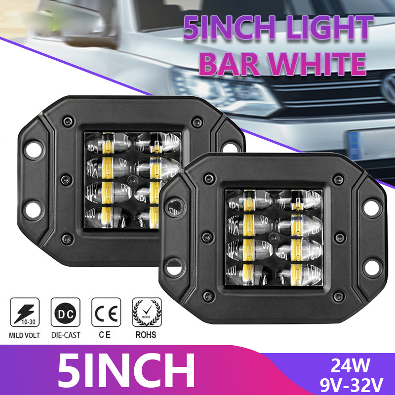 24W work driving lighting, car and truck embedded driving light, IP68 automotive LED work light full figure