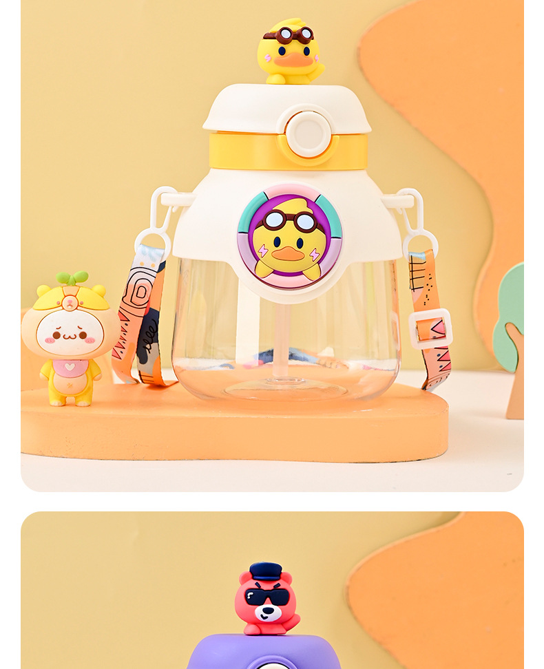 Z37-H873 New high appearance level large-capacity student school water bottle New cute big-bellied cup cartoon plastic detail image 12