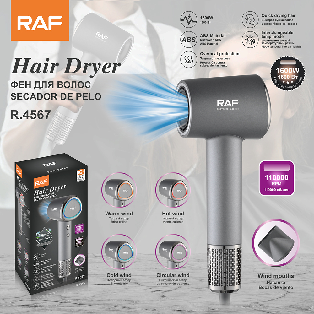 RAF European standard cross-border high-speed hair dryer, household multi-functional adjustable ABS material, 11000 RPM negative ion pic 3
