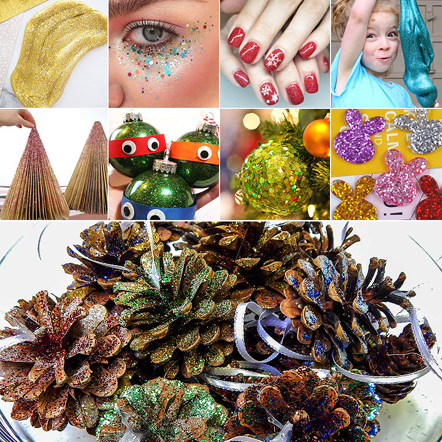 1/128幻彩蓝金葱粉圣诞亮片金粉装潢涂料玻璃砂红闪光厂家批发金粉亮片金葱粉镭射七彩银闪光粉六边形十字绣圣诞礼品美甲美缝详情7