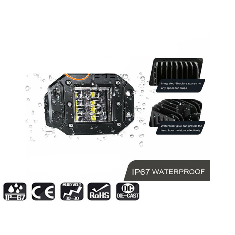 24W work driving lighting, car and truck embedded driving light, IP68 automotive LED work light Application Scenario