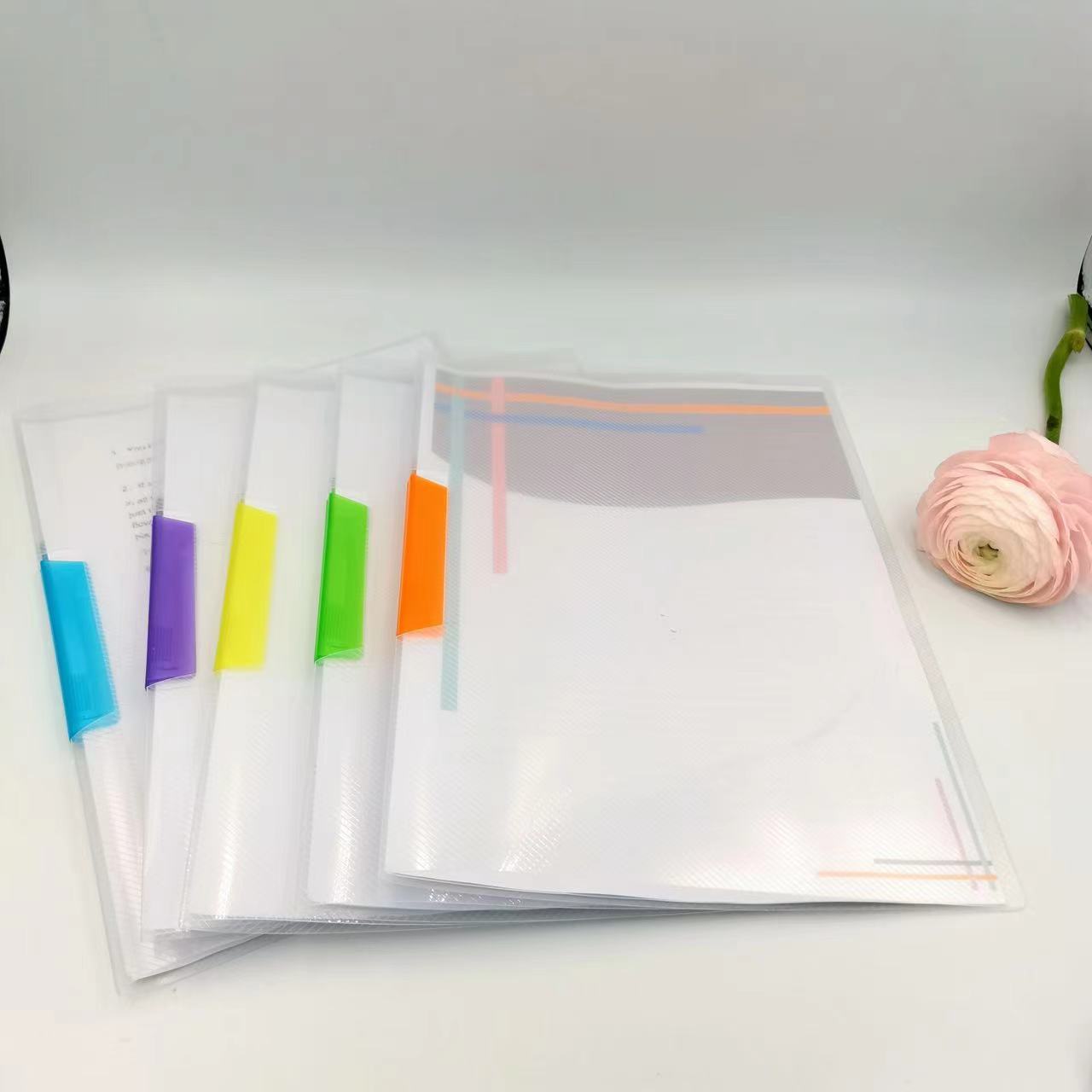 A4 Rotating clip, Morandi water drop pull rod clip, thickened pull rod clip, large-capacity student storage office folder
