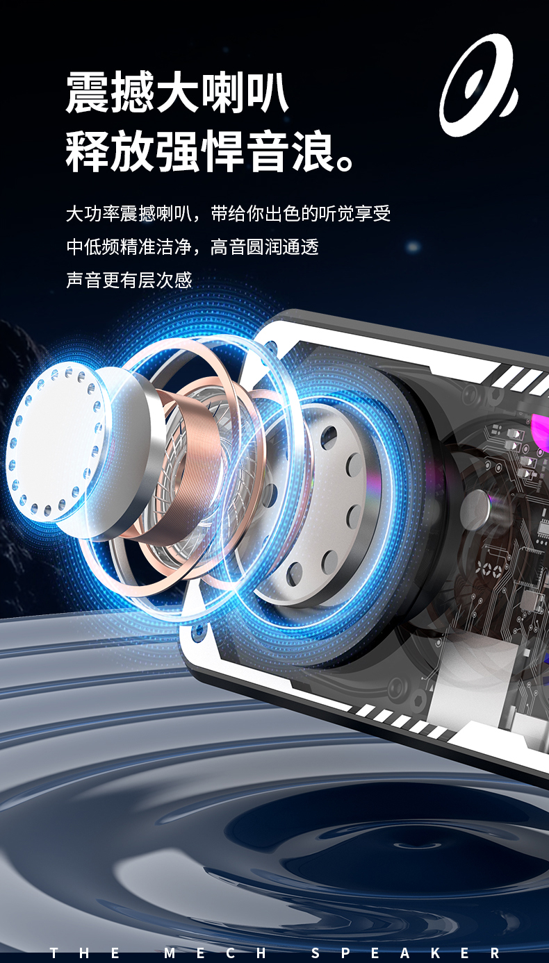 Bluetooth speaker, Bluetooth speaker, transparent mecha card insert, small steel cannon, wireless Bluetooth mini speaker, outdoor portable speaker pic 4