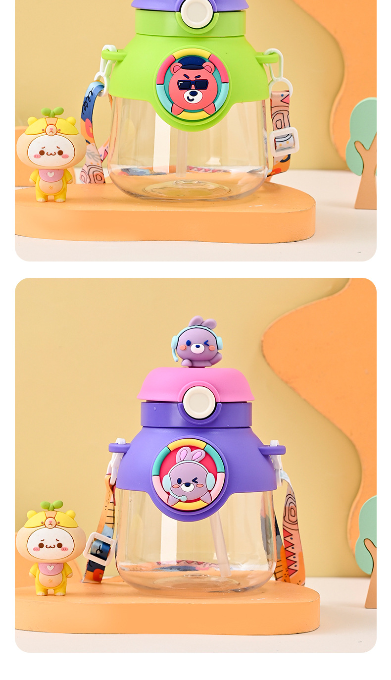 Z37-H873 New high appearance level large-capacity student school water bottle New cute big-bellied cup cartoon plastic detail image 13