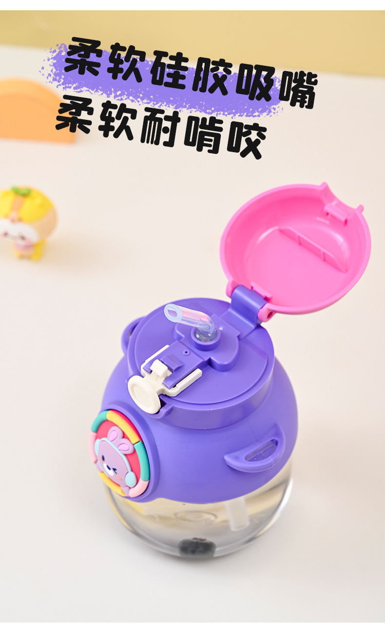 Z37-H873 New high appearance level large-capacity student school water bottle New cute big-bellied cup cartoon plastic detail image 11