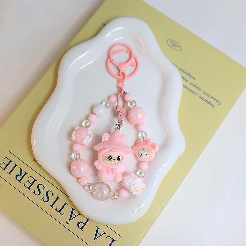 New little dinosaur labubu keychain pendant, cute silicone granule bag pendant accessory, best friend couple gift detail image 4