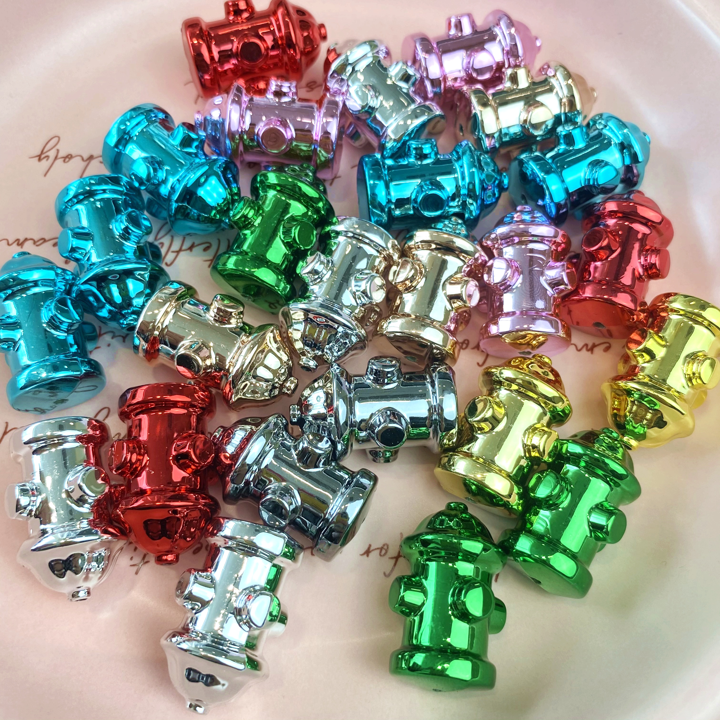 Acrylic electroplated metal fire hydrant creative diy mobile phone pendant chain/pendant key chain accessory making materials Specification image