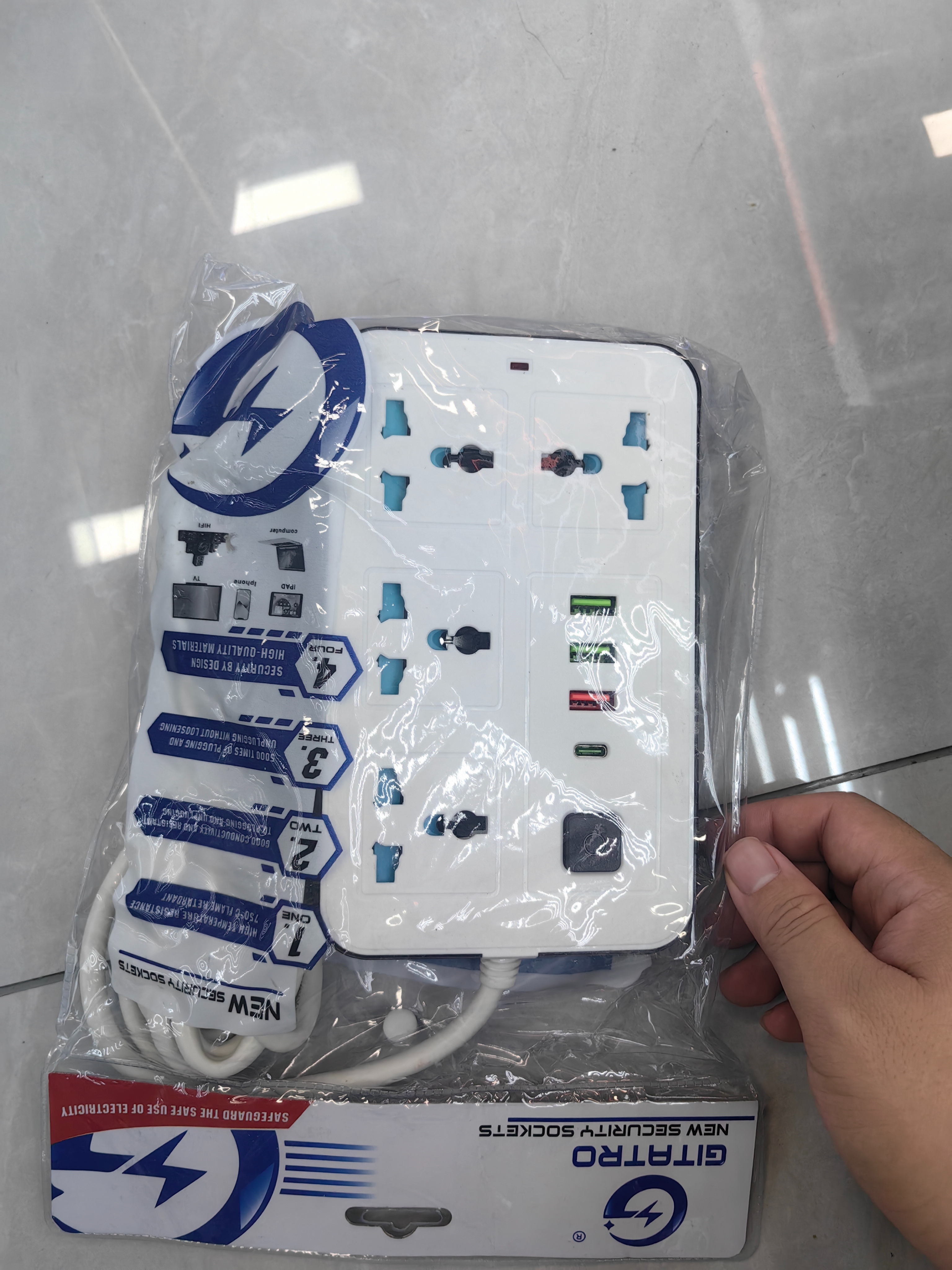 European male plug XH3P South African power cord with grounding power plug extension cord safe and durable power extension cord plug protects the safety of household appliances details Picture