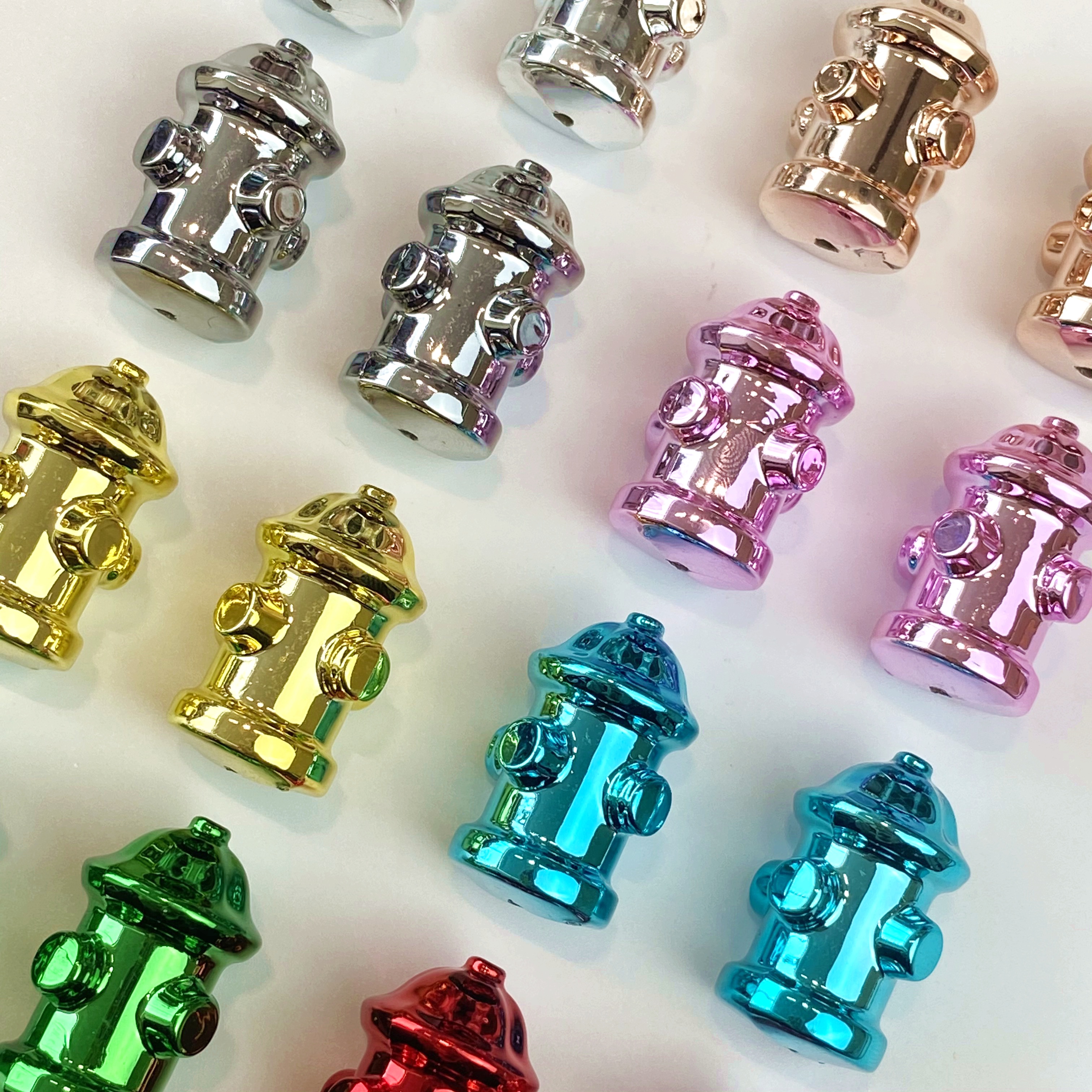 Acrylic electroplated metal fire hydrant creative diy mobile phone pendant chain/pendant key chain accessory making materials details Picture