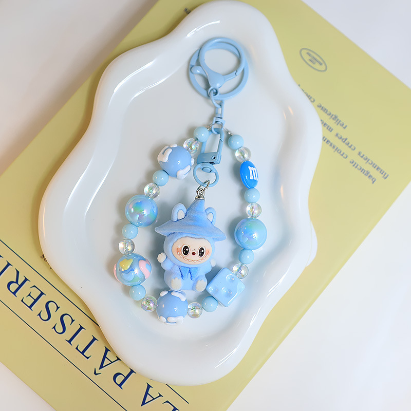 New little dinosaur labubu keychain pendant, cute silicone granule bag pendant accessory, best friend couple gift details Picture